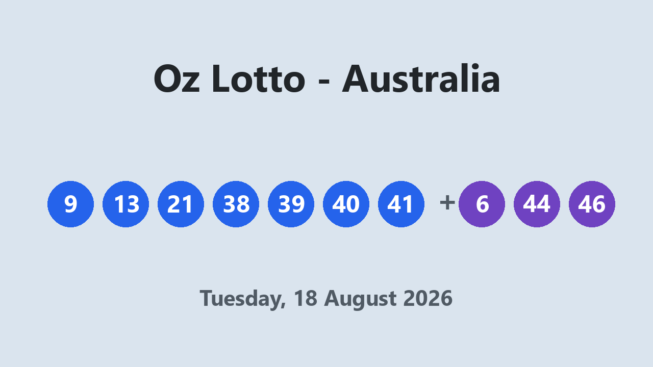 Oz Lotto results 18 August 2026