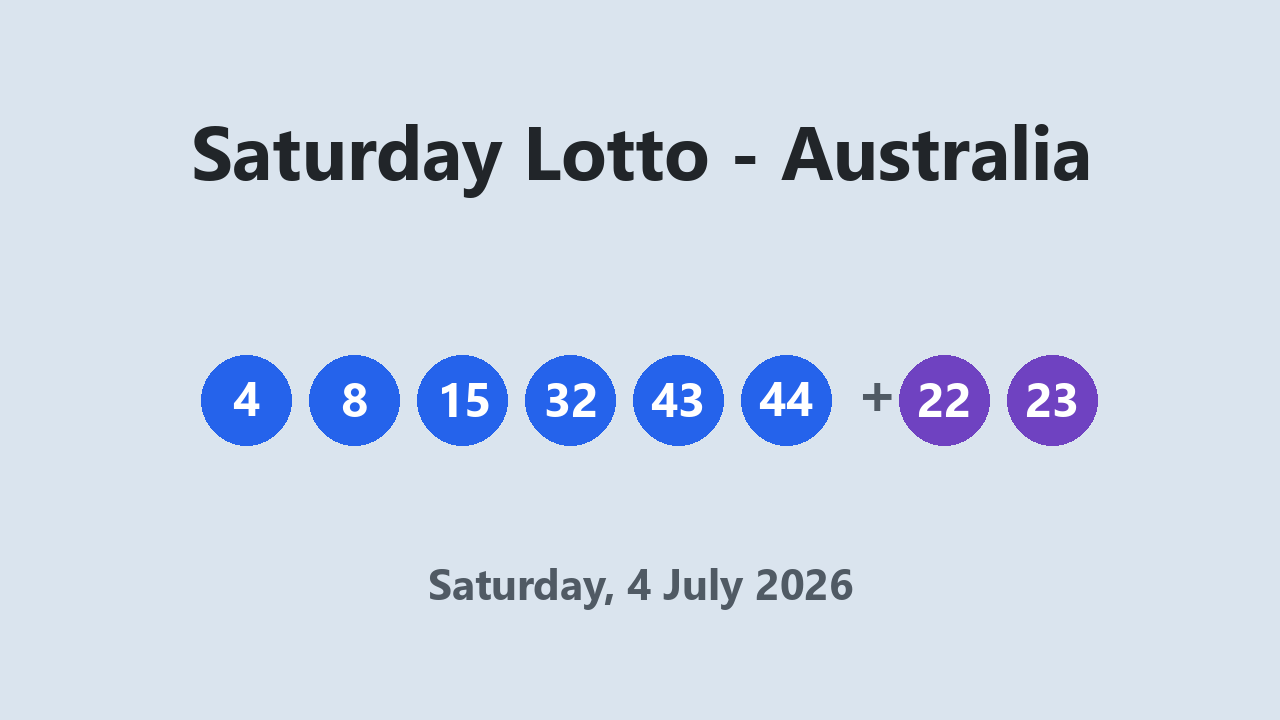 Saturday Lotto results 4 July 2026