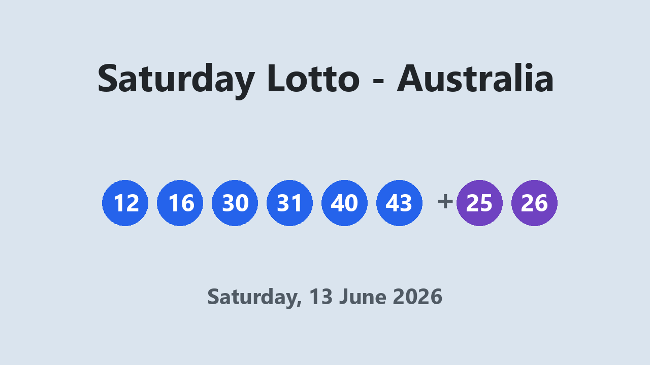 Saturday Lotto results 13 June 2026