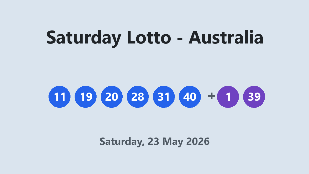 Saturday Lotto results 23 May 2026