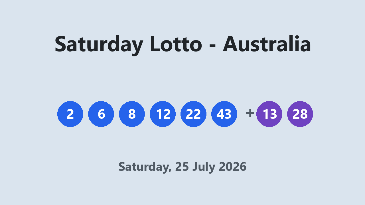 Saturday Lotto results 25 July 2026