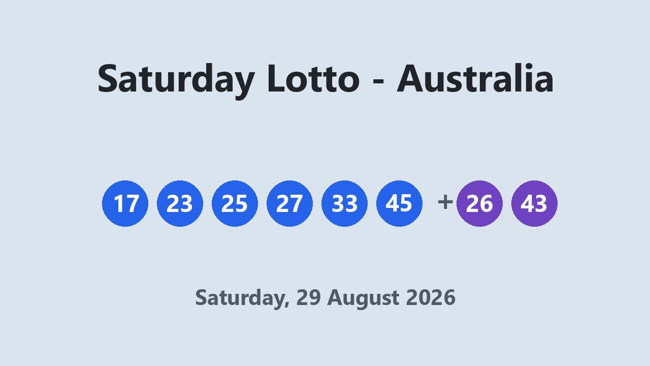 Saturday Lotto results 29 August 2026