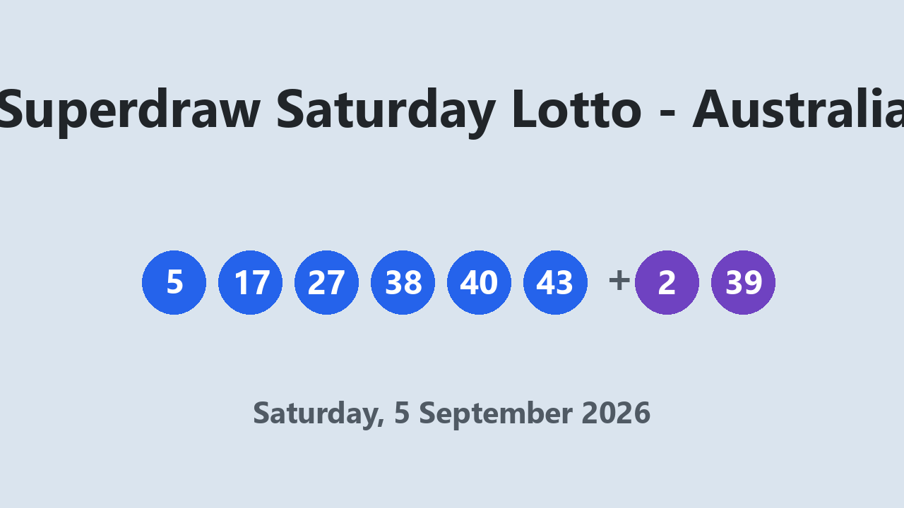 Superdraw Saturday Lotto results 5 September 2026