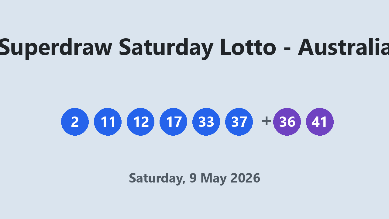 Superdraw Saturday Lotto results 9 May 2026