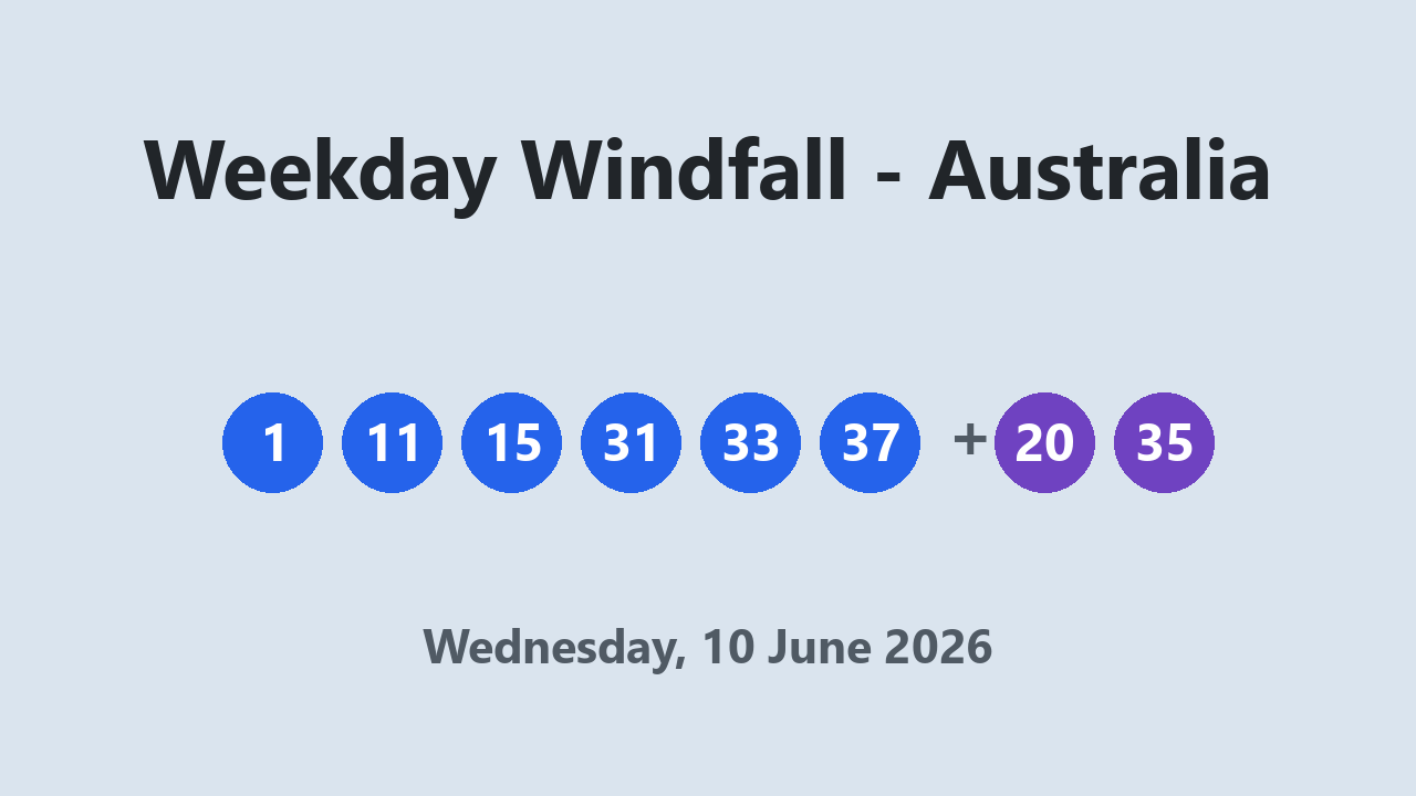Weekday Windfall results 10 June 2026