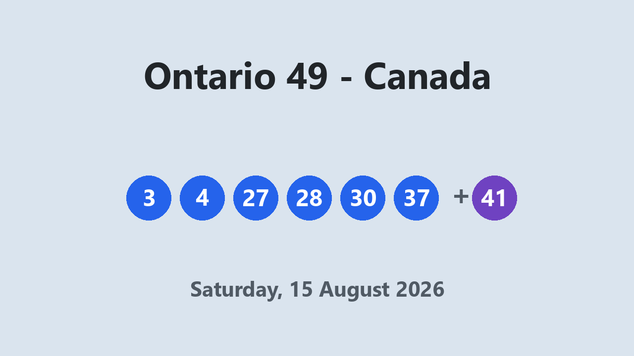 Ontario 49 results 15 August 2026