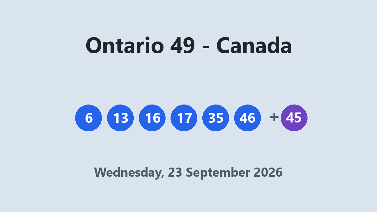 Ontario 49 results 23 September 2026