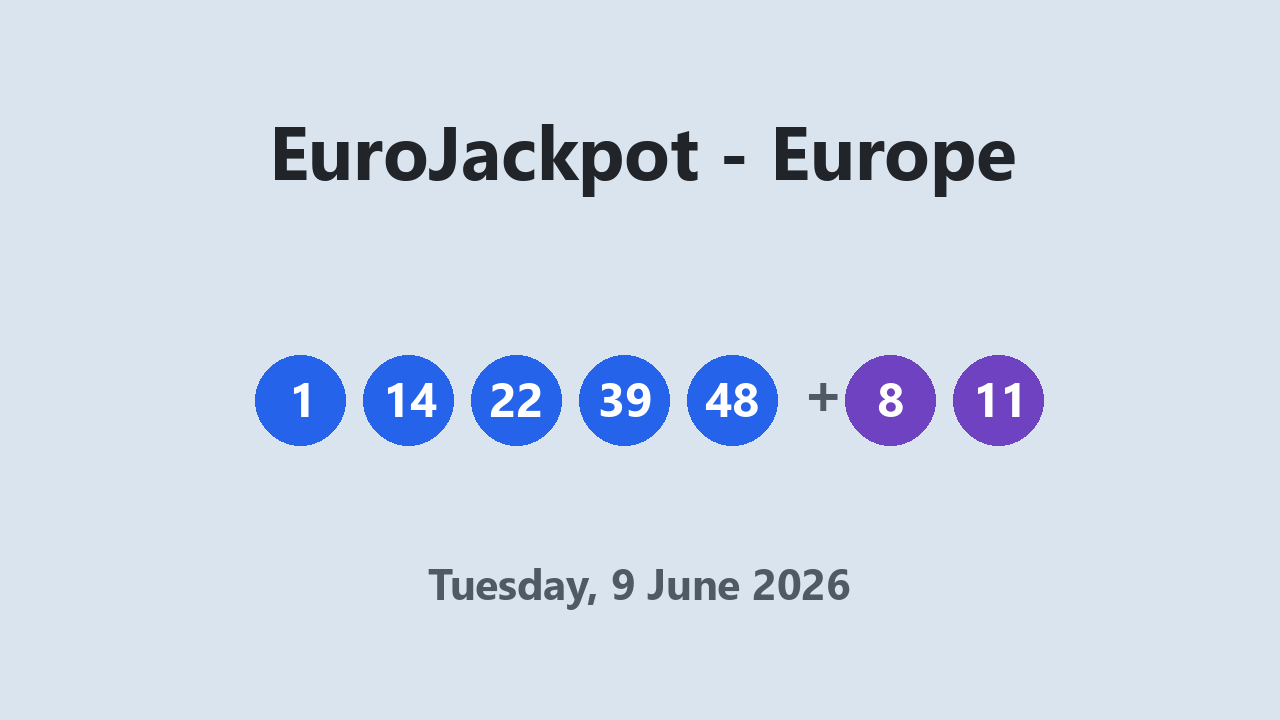 EuroJackpot results 9 June 2026