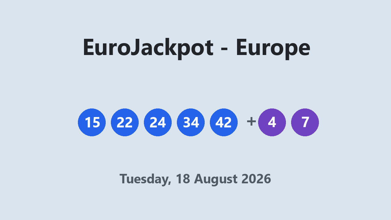 EuroJackpot results 18 August 2026