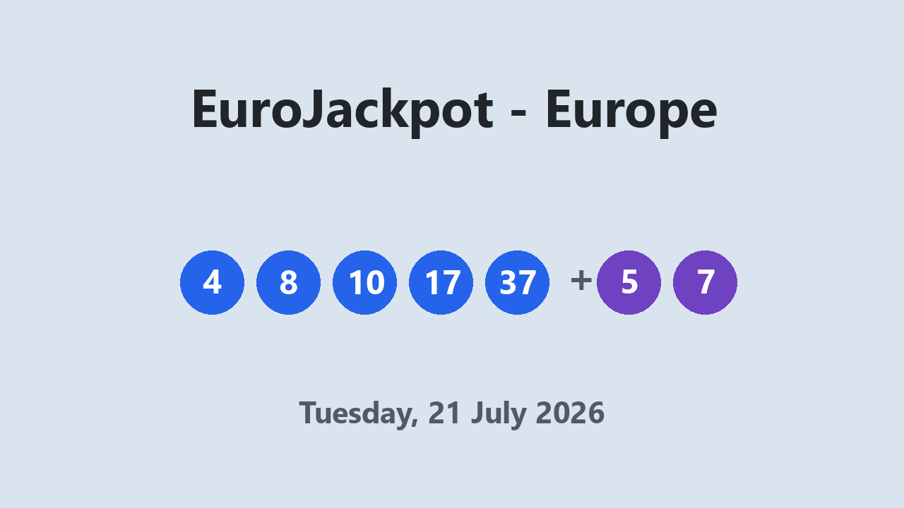 EuroJackpot results 21 July 2026