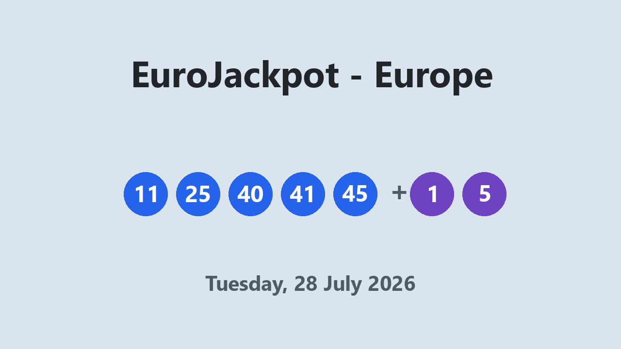 EuroJackpot results 28 July 2026
