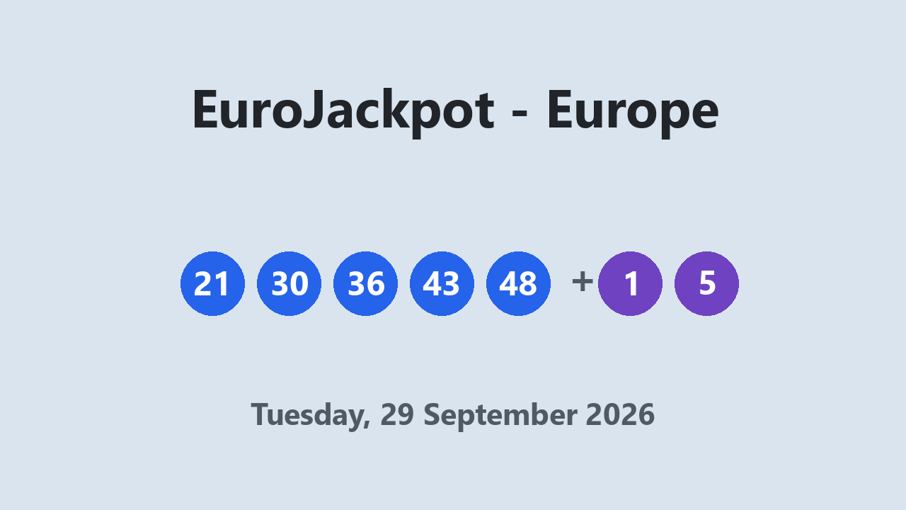EuroJackpot results 29 September 2026
