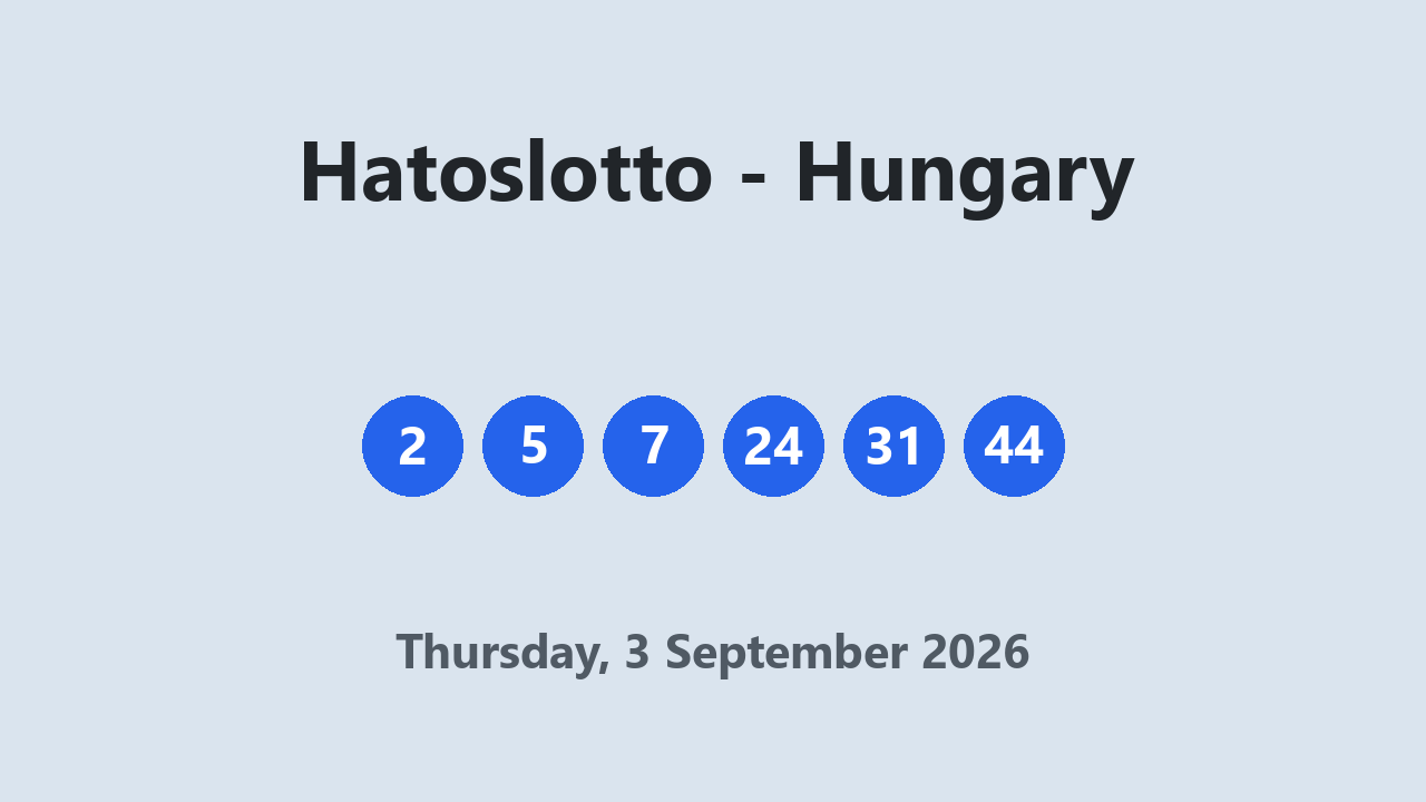 Hatoslotto results 3 September 2026