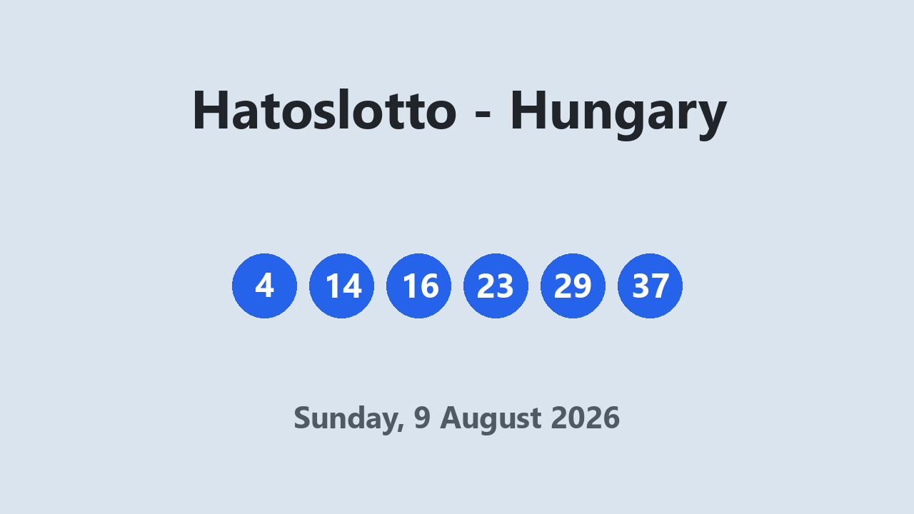 Hatoslotto results 9 August 2026