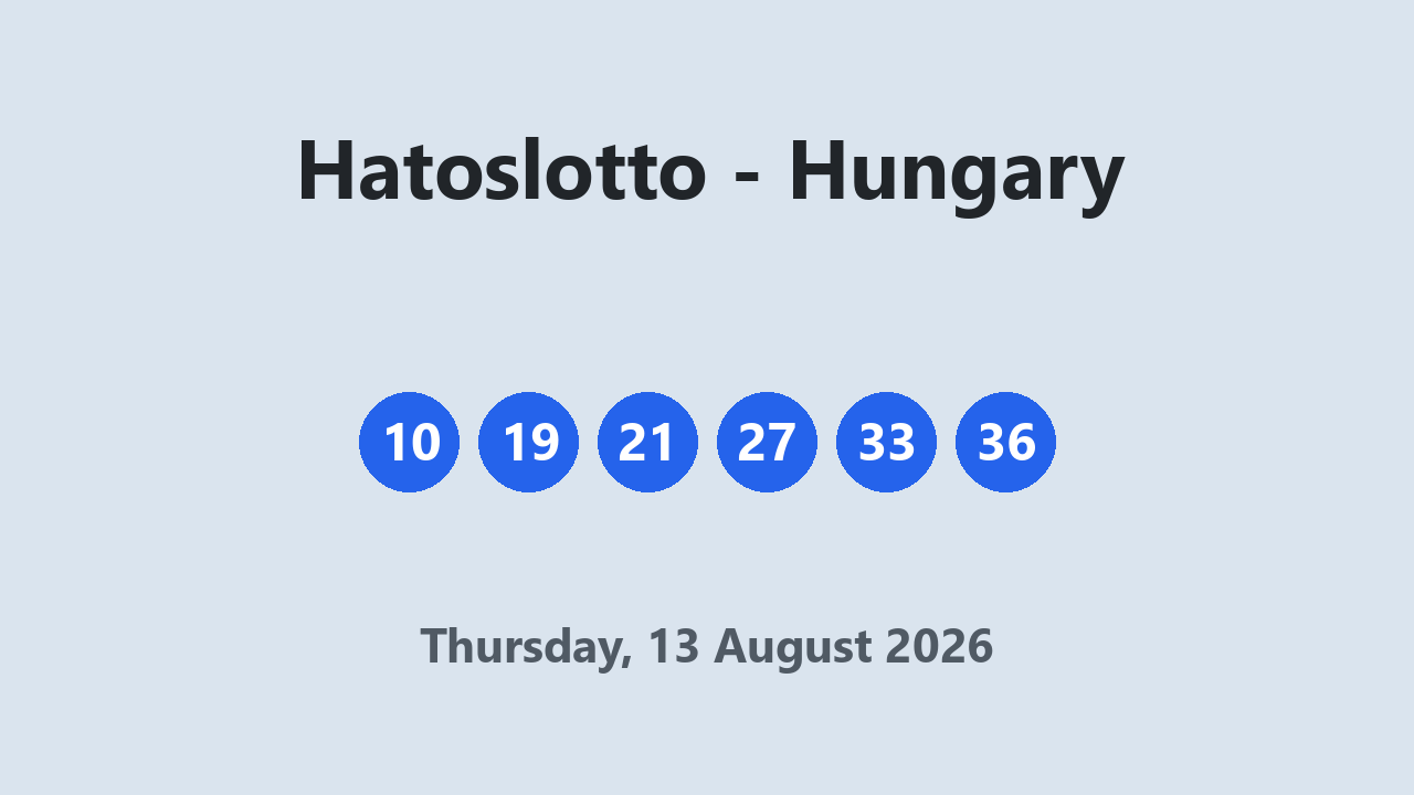 Hatoslotto results 13 August 2026