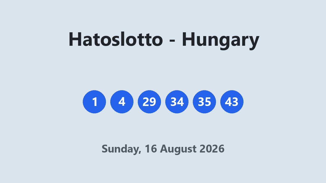 Hatoslotto results 16 August 2026