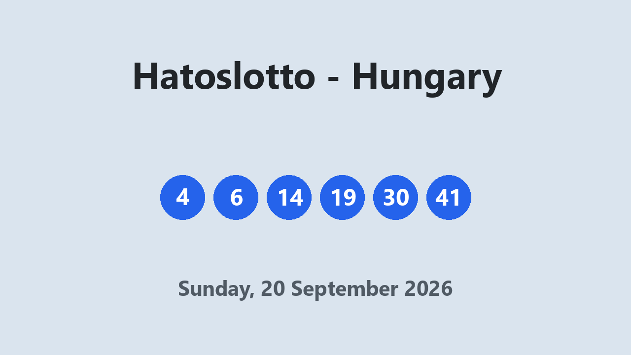 Hatoslotto results 20 September 2026