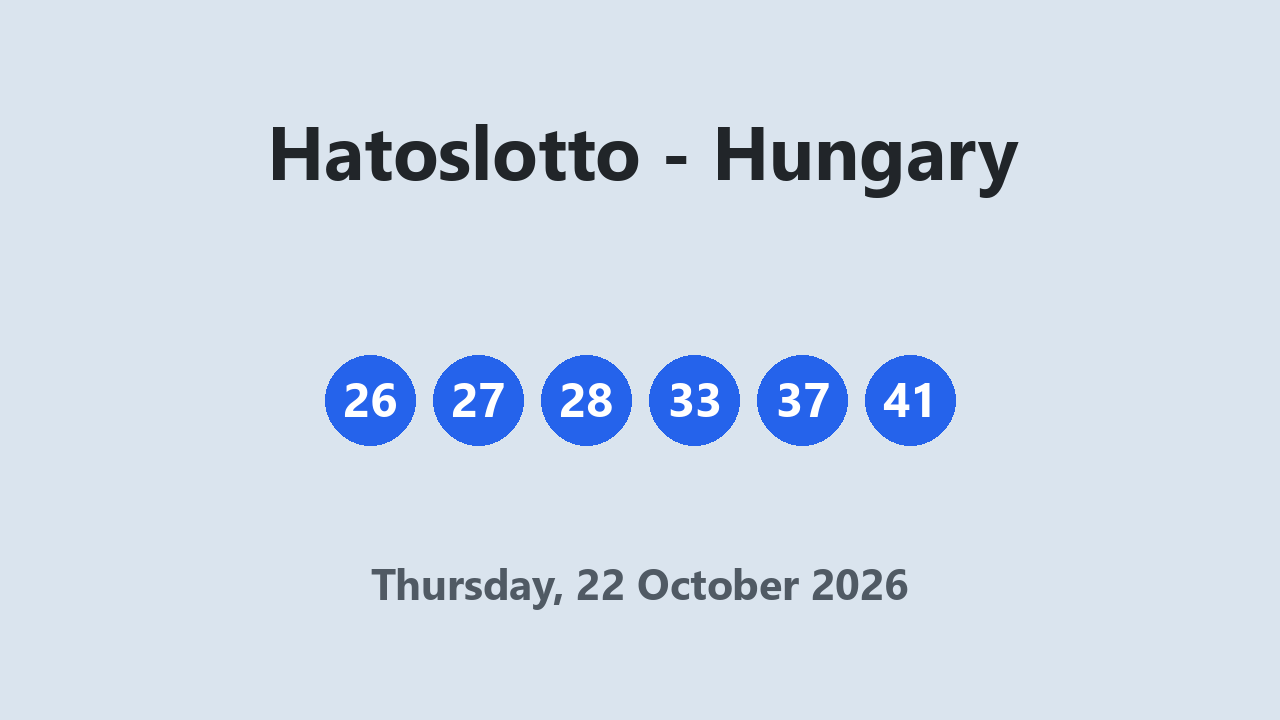 Hatoslotto results 22 October 2026