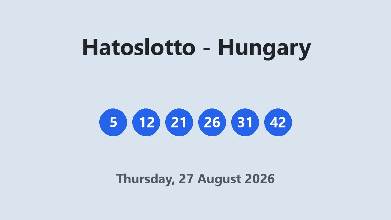 Hatoslotto results 27 August 2026