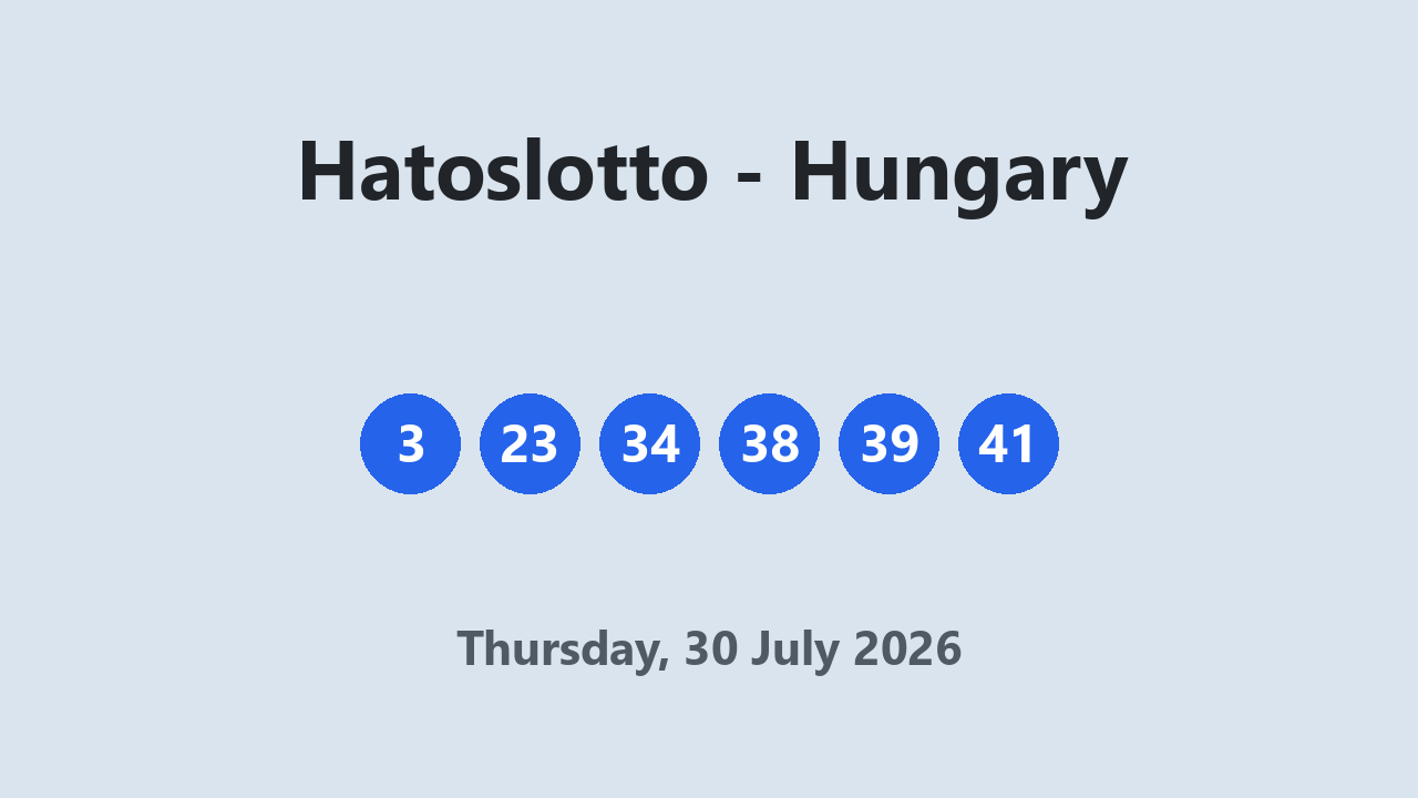 Hatoslotto results 30 July 2026
