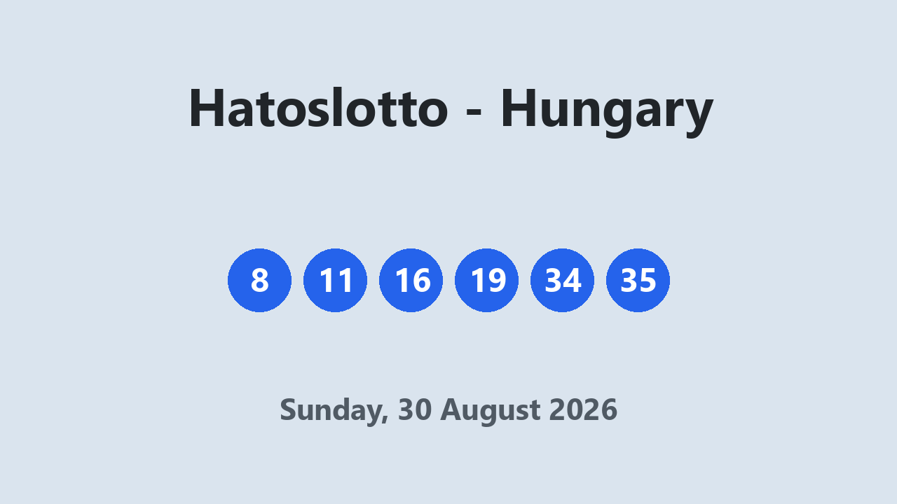 Hatoslotto results 30 August 2026