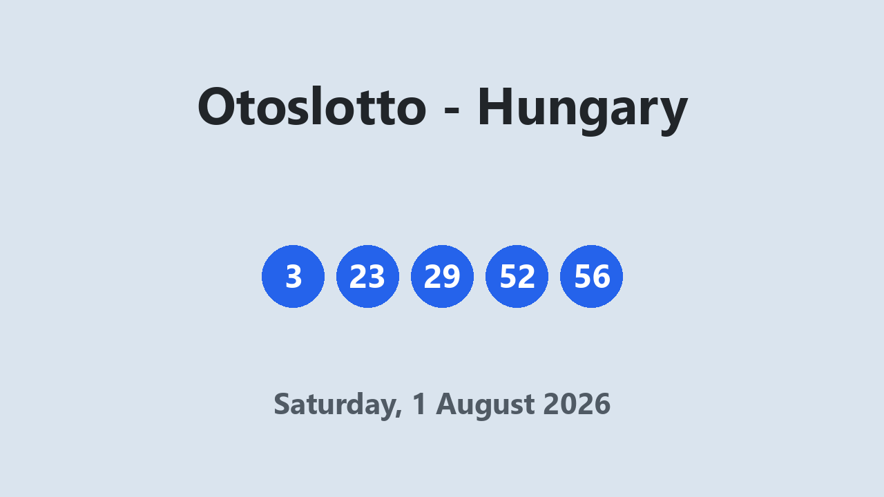 Otoslotto results 1 August 2026