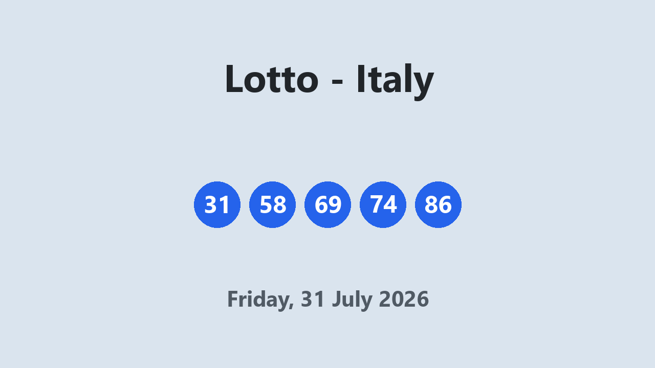 Lotto results 31 July 2026
