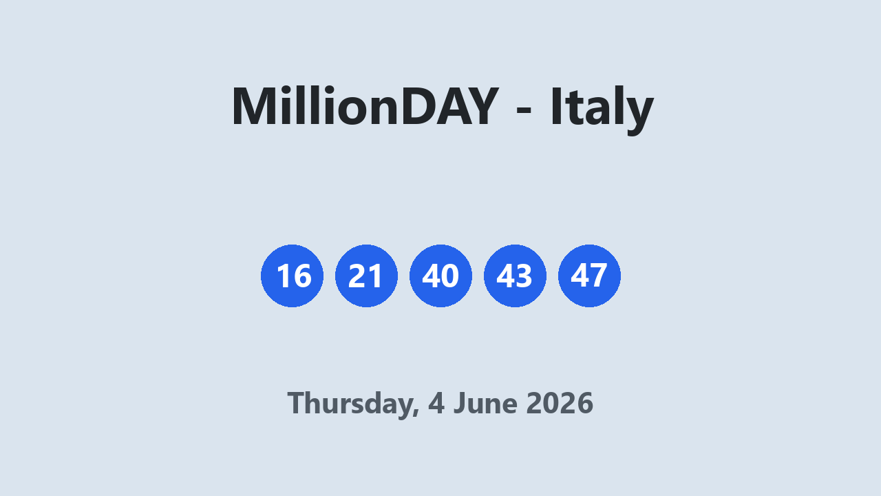 MillionDAY results 4 June 2026