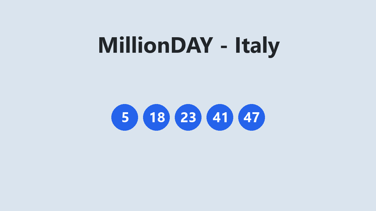 MillionDAY results 16 May 2026 11:00 GMT