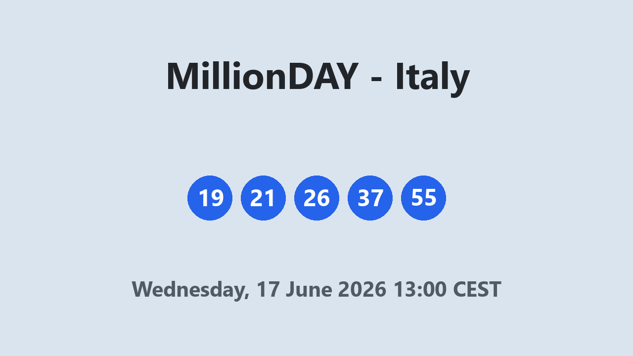 MillionDAY results 17 June 2026 13:00 CEST