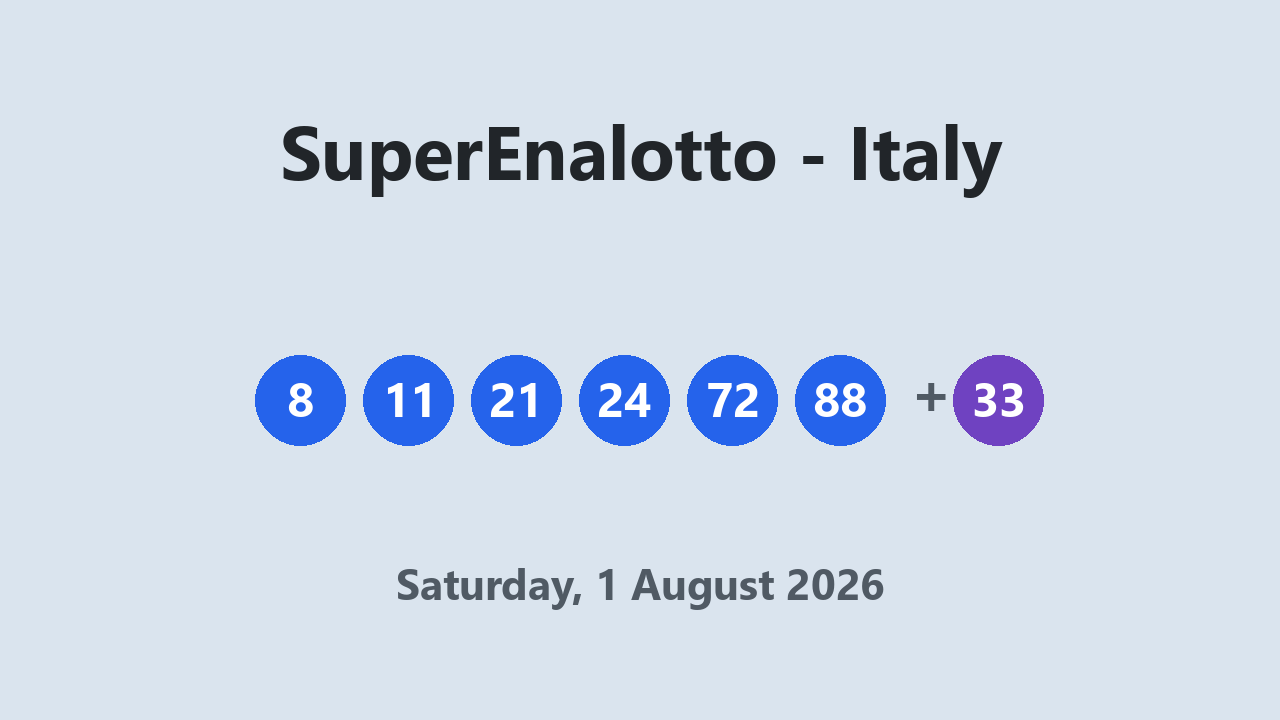 SuperEnalotto results 1 August 2026