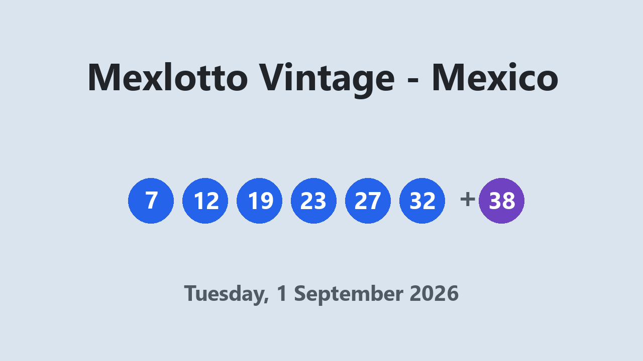 Mexlotto Vintage results 1 September 2026