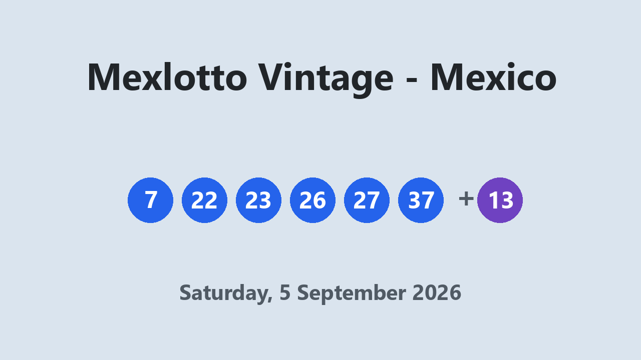 Mexlotto Vintage results 5 September 2026