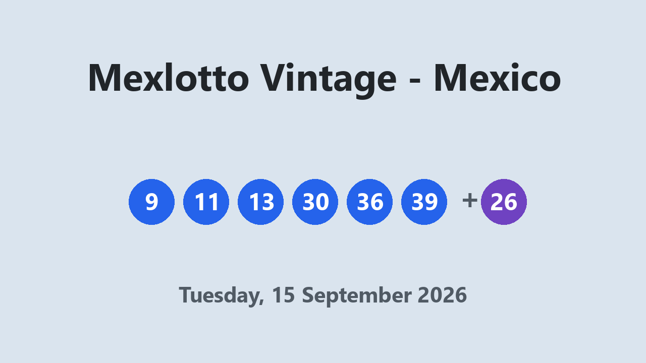 Mexlotto Vintage results 15 September 2026