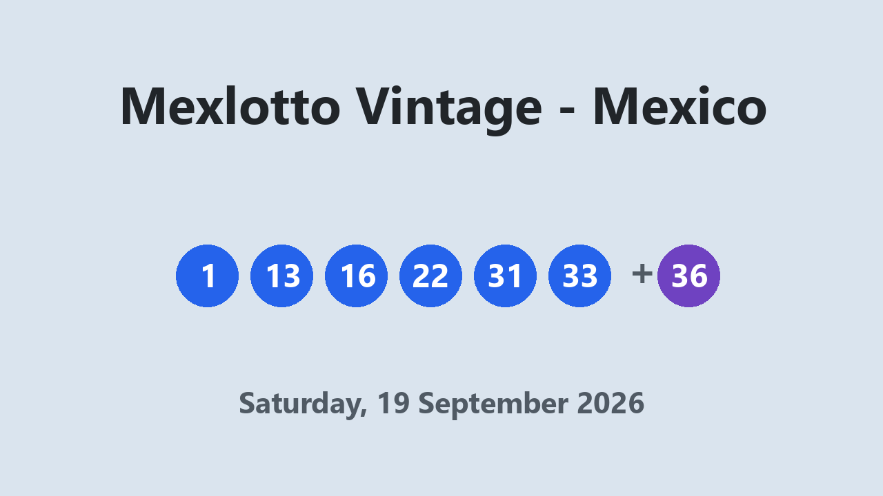 Mexlotto Vintage results 19 September 2026