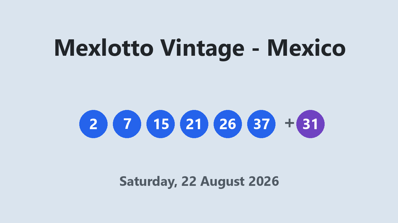 Mexlotto Vintage results 22 August 2026