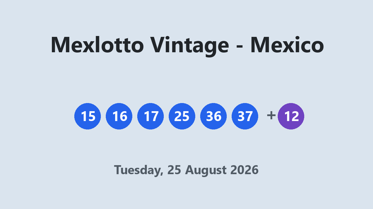 Mexlotto Vintage results 25 August 2026