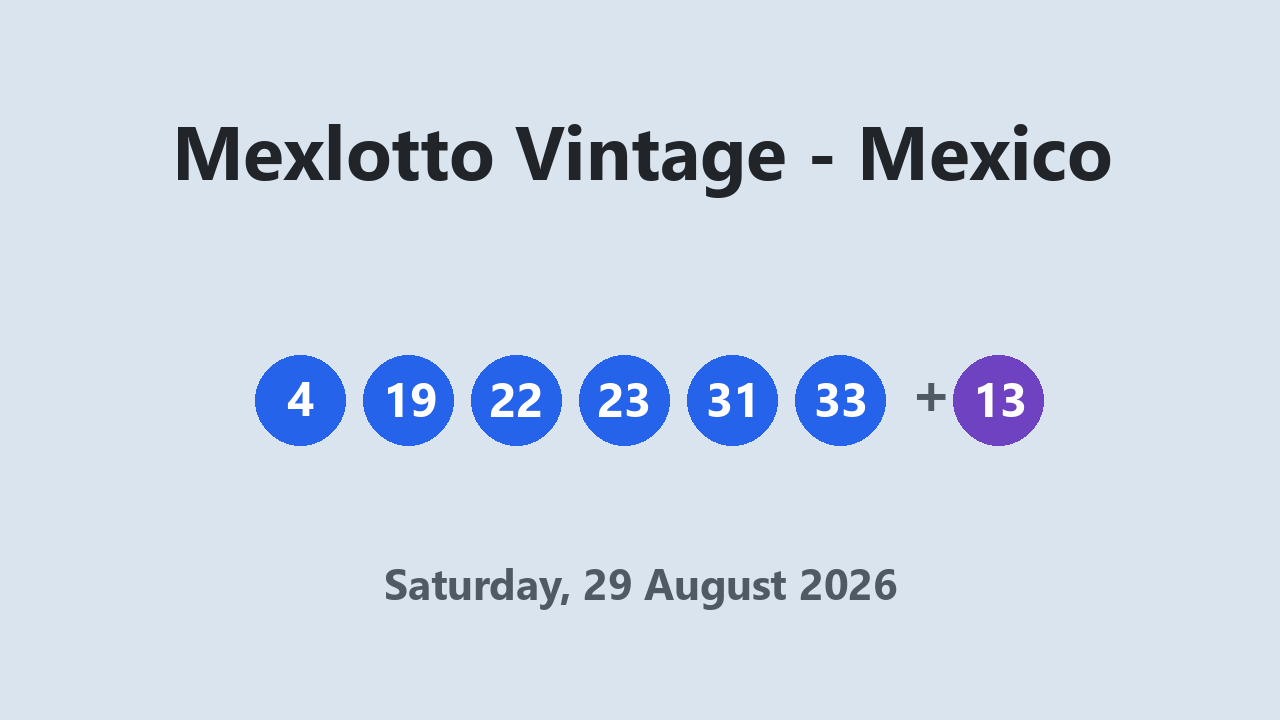 Mexlotto Vintage results 29 August 2026
