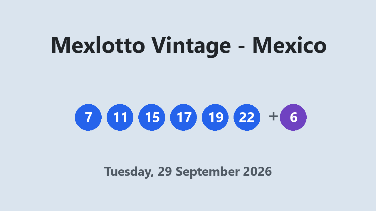 Mexlotto Vintage results 29 September 2026