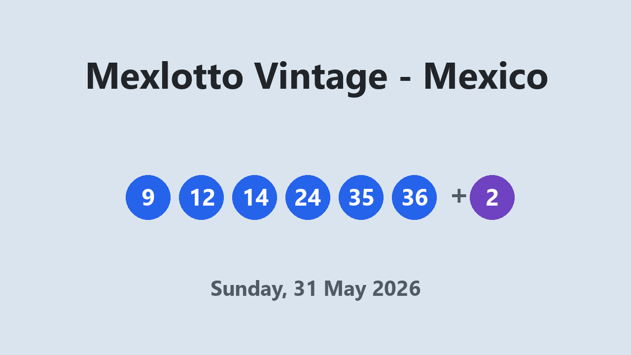 Mexlotto Vintage results 31 May 2026