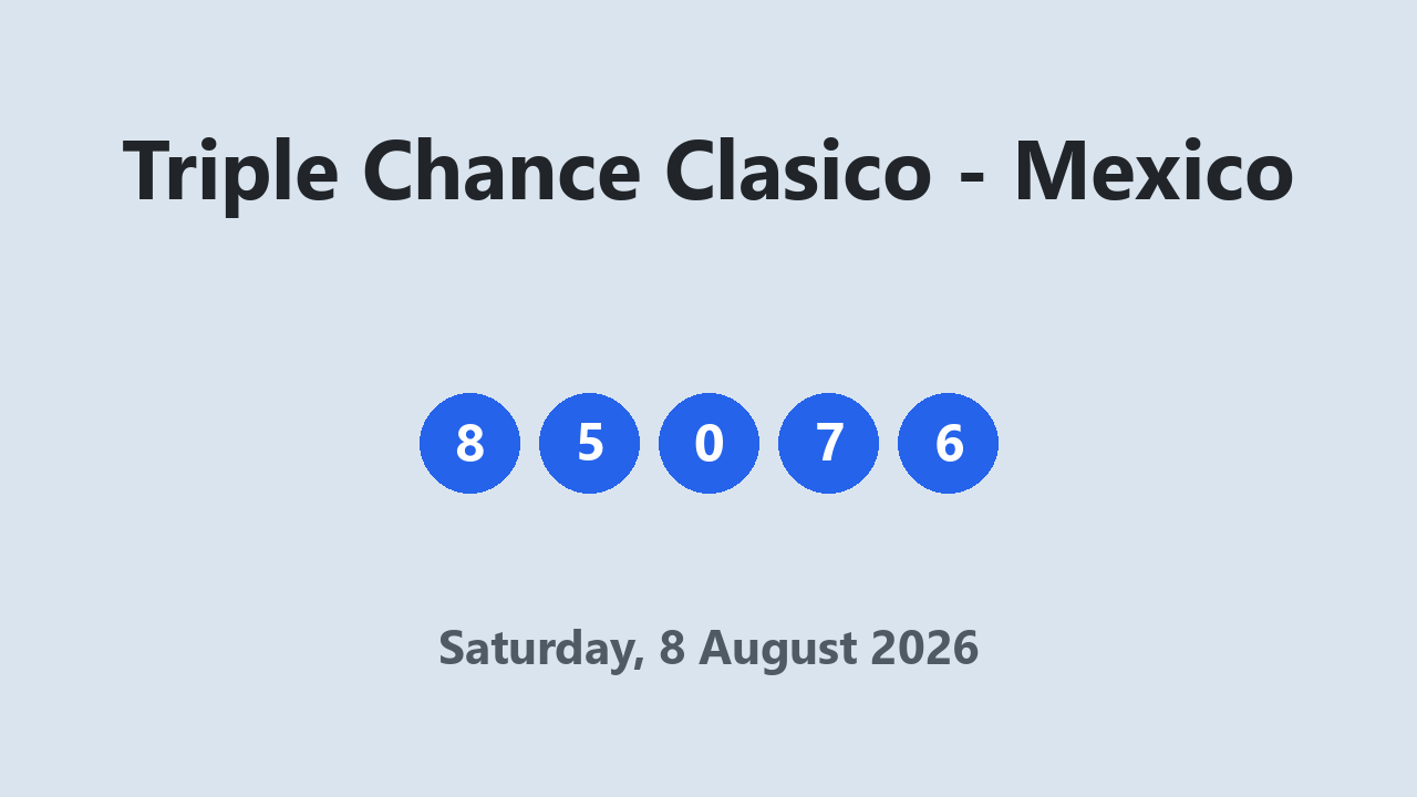 Triple Chance Clasico results 8 August 2026