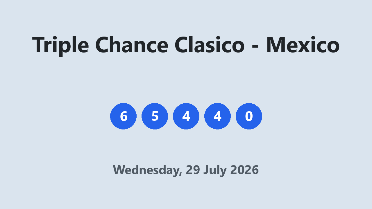 Triple Chance Clasico results 29 July 2026