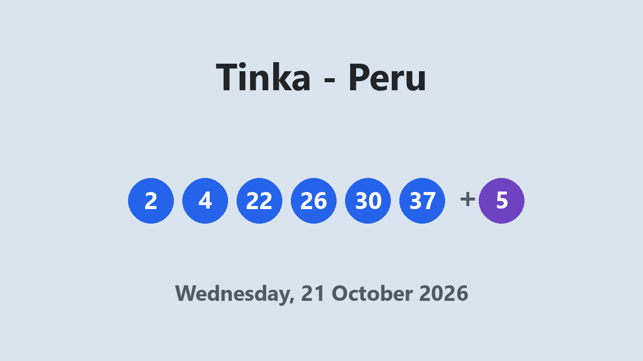 Tinka results 21 October 2026