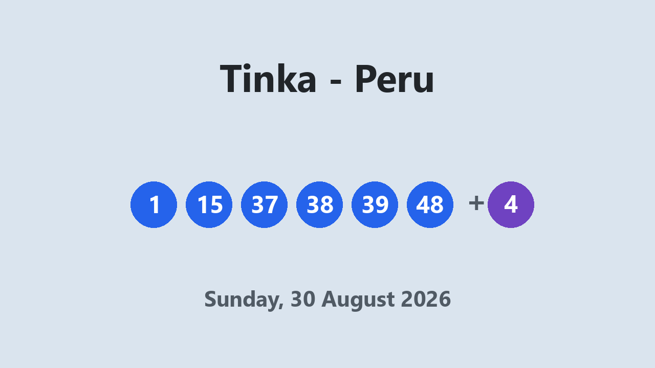 Tinka results 30 August 2026