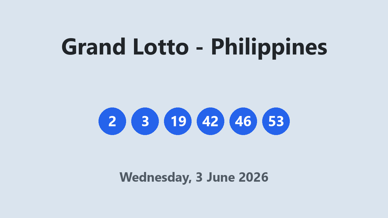 Grand Lotto results 3 June 2026