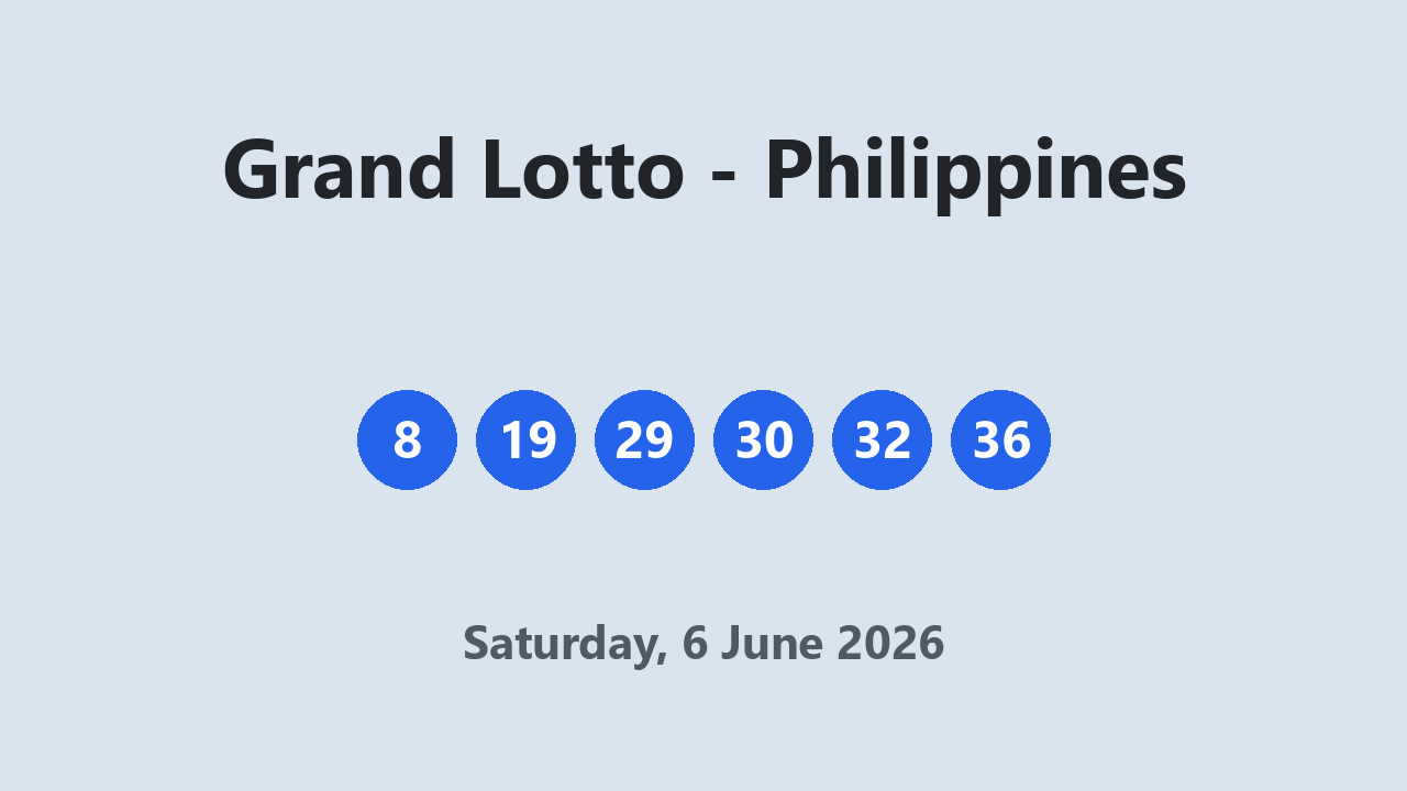 Grand Lotto results 6 June 2026