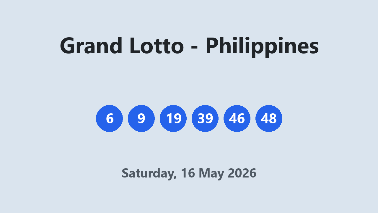 Grand Lotto results 16 May 2026