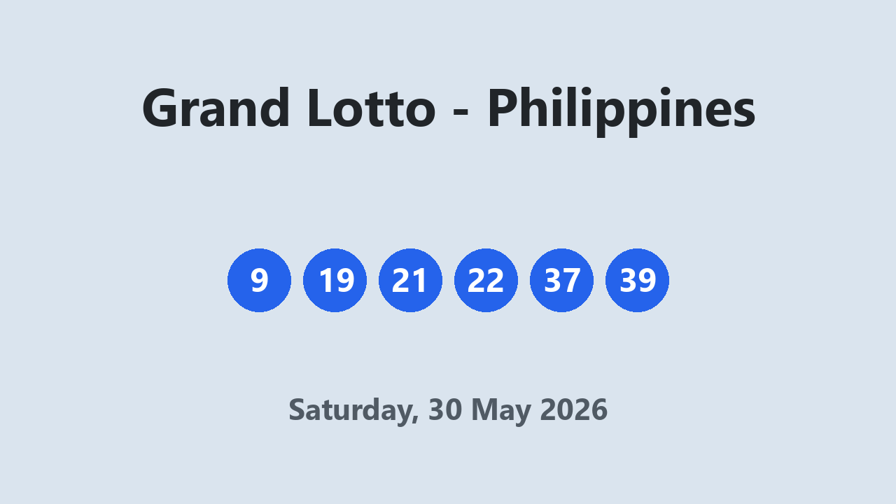 Grand Lotto results 30 May 2026
