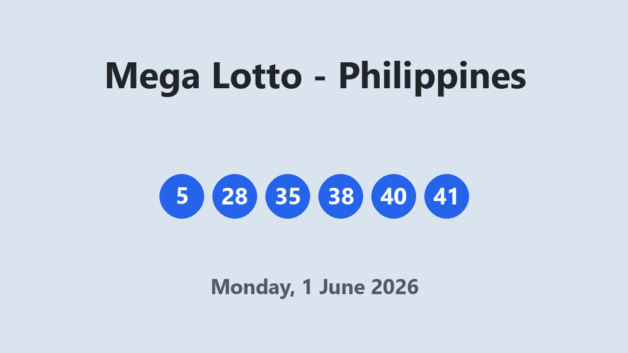 Mega Lotto results 1 June 2026