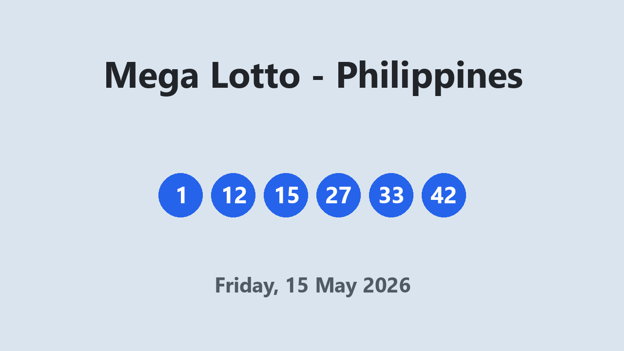 Mega Lotto results 15 May 2026